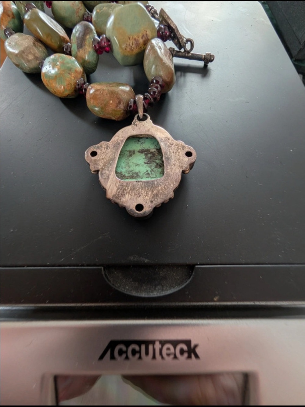 Tibetan Turquoise Pendant Necklace with Stone Beads and real silver - Picture 7 of 7